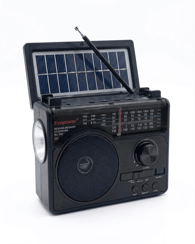 Rádio Ecopower Ep-F330 Bt/usb/sd/fm/am/painel Solar Preto