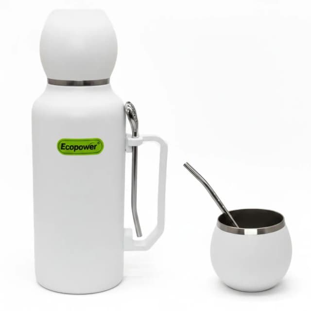 Garrafa Térmica Ecopower Ep-G111 1300ml com Guampa e Bomba Branco