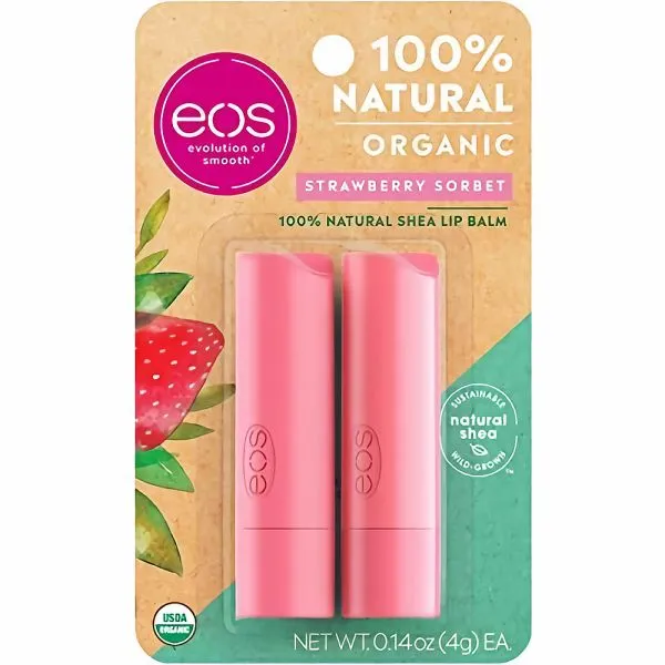 Bálsamo Labial Eos Natural Strawberry Sorbet C/2