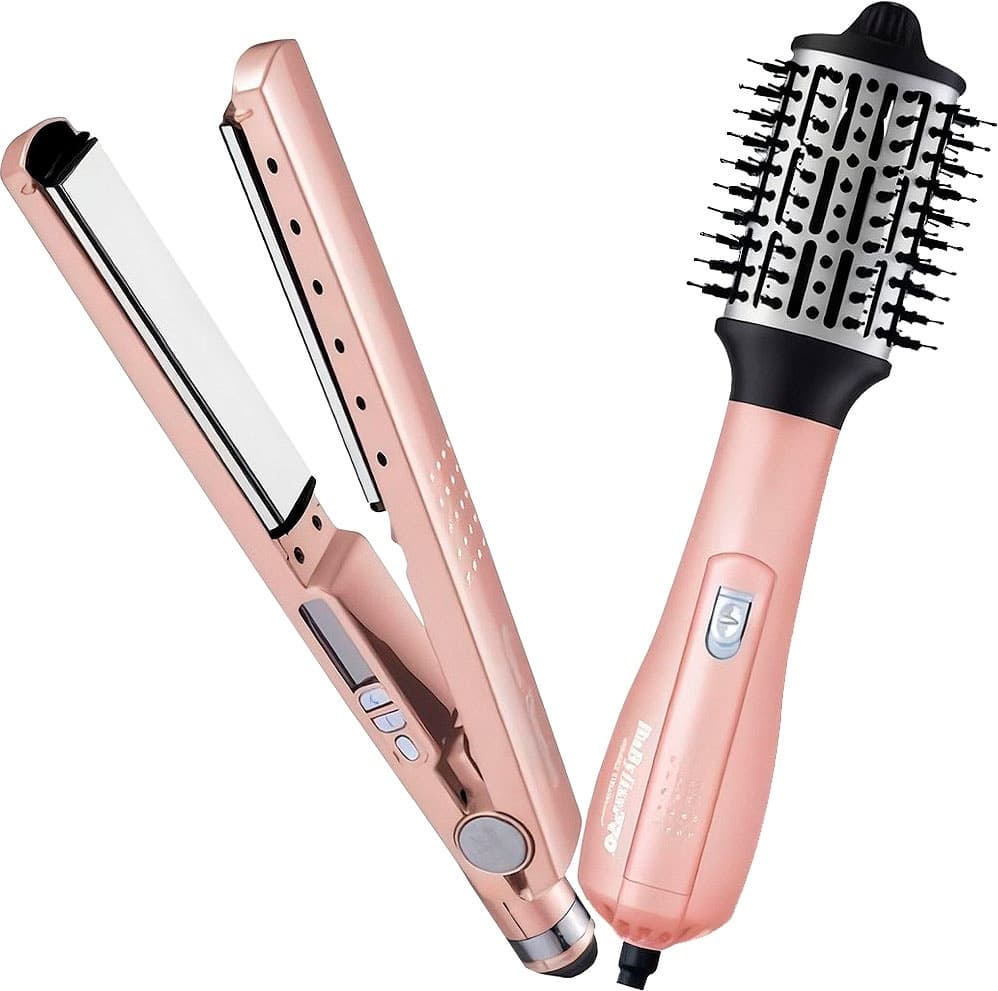Escova Alisadora + Chapinha Babyliss Pro Nano Titanium BNTRGPP44UZ - Bivolt