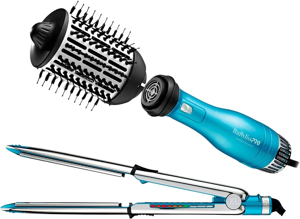 Escova Alisadora + Chapinha BabylissPro Nano Titanium BNTPP91UZ - Bivolt