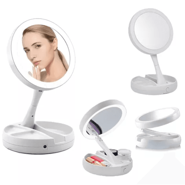 Espelho para Maquiagem Aorlis Ao-77900 1X - 10X Recarregável e A Pilha Branco
