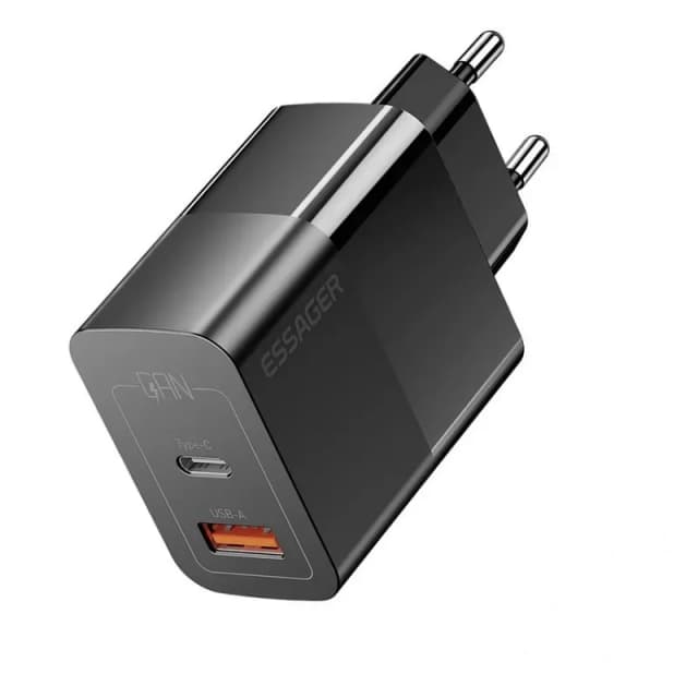 Carregador Essager Fonte Ectac-Pcb01-P USB/USB-C 33W Preto