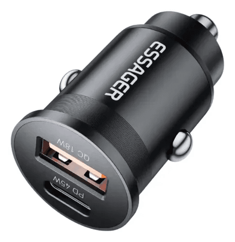 Carregador Veicular Essager ECC2CA-Mh01-P USB C/USB A 45W Preto