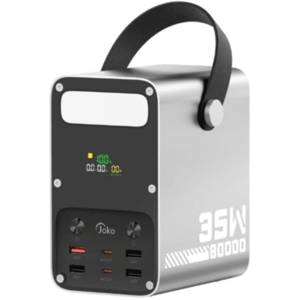 Estação de Carga Power Bank Joko J52 80000mAh 35W 4X USB-A 2X USB-C Lanterna Cinza
