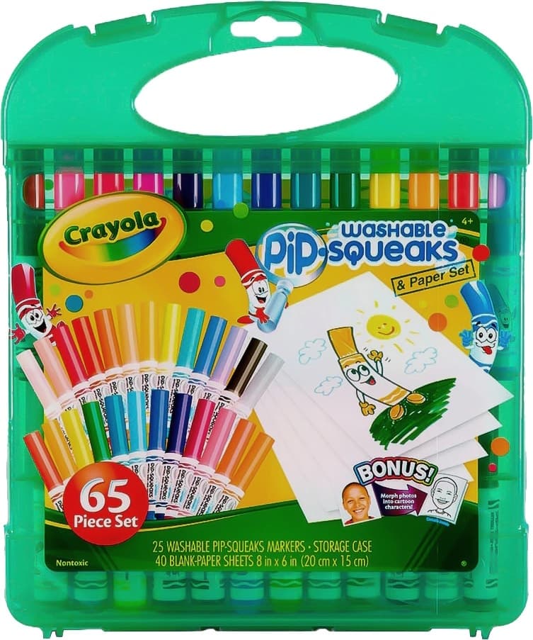 Estojo Crayola Pip - Marcadores Laváveis Squeaks 04-5227 (65 Peças)
