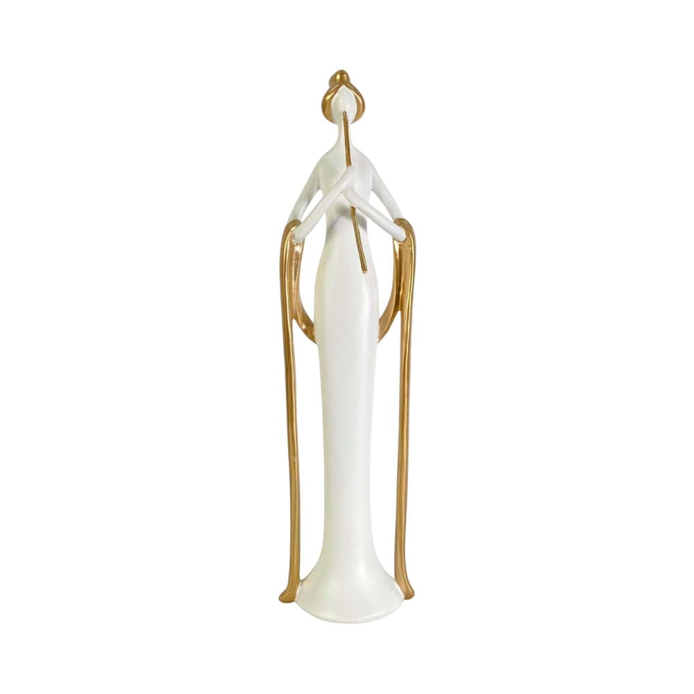 Figura Decorativa Concepts 46 Cm Branco - Dourado
