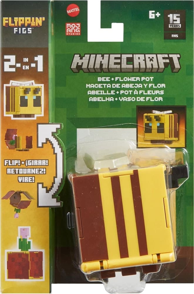 Figura Minecraft Abelha + Vaso de Flores Mattel - Htl51