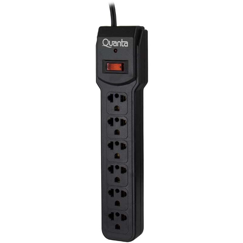 Filtro de linha Quanta QTF01 com 6 tomadas de 1.5 Metros Bivolt - Preto