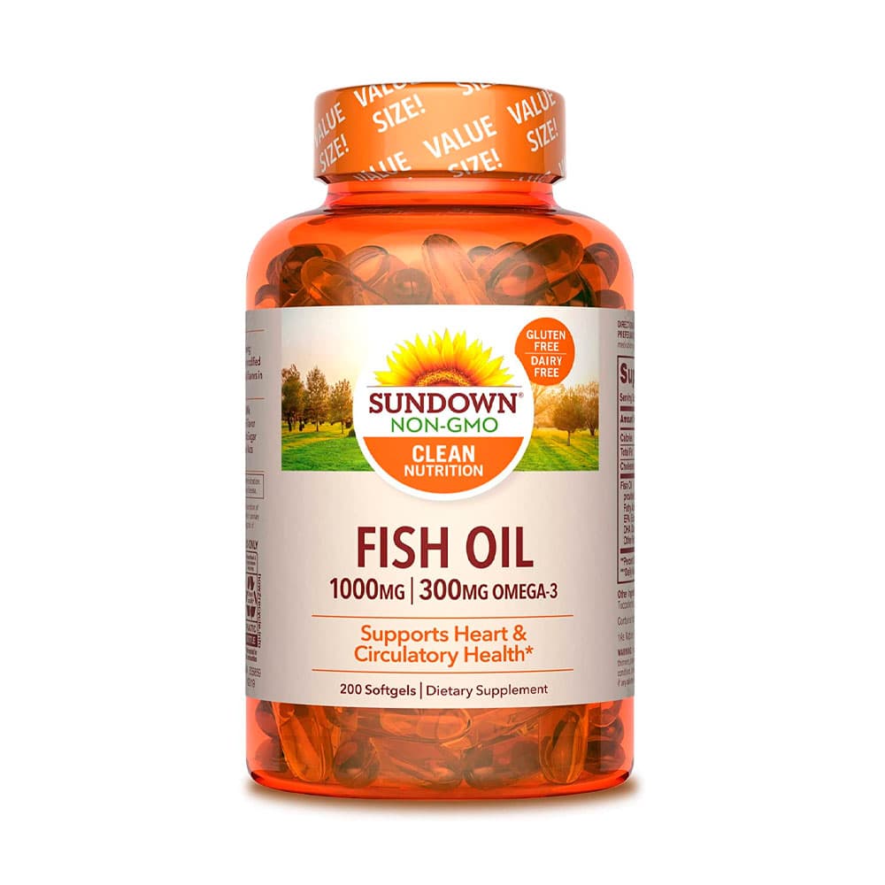 Óleo de Peixe Sundown Naturals 1000MG 200 Cápsulas