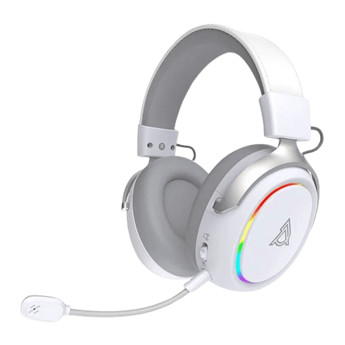 Fone de Ouvido com Microfone Ajazz Ahm10 Max Gaming RGB Wireless Branco/Cinza