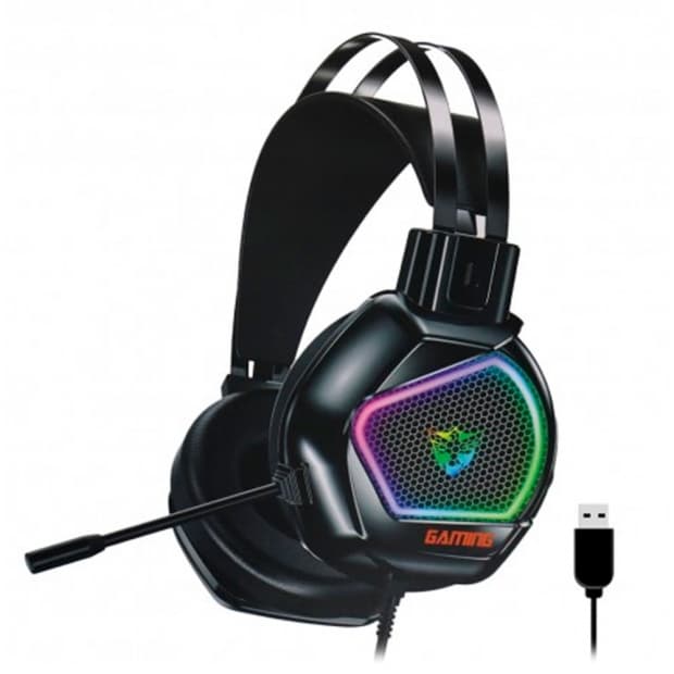 Fone de Ouvido Sate Ae-301 RGB Preto com Microfone