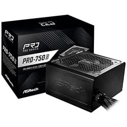 Fonte de Alimentação ASRock PRO-750B V2 750W ATX / Não Modular / 80 Plus Bronze / Bivolt - Preto (ATX 3.1)