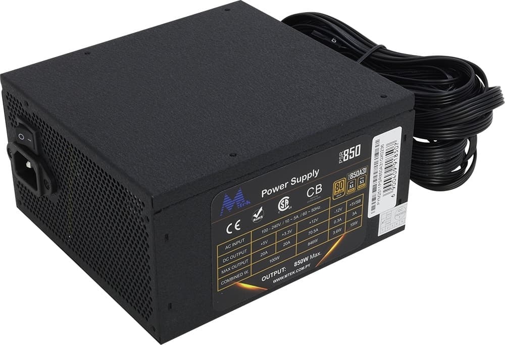 Fonte Mtek 850W 80 Plus Gold Psr-850A31 Semi Modular