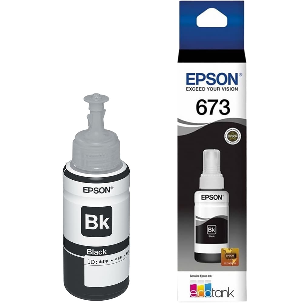 Frasco de Tinta Epson T673120 L800/L810/L850/L1800 70ml – Preto