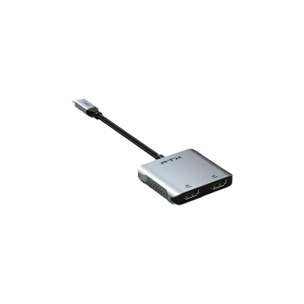 Cabo Adaptador Ftx-CM2H4K-Ag USB-C para 2 HDMI 4K/60Hz Cinza