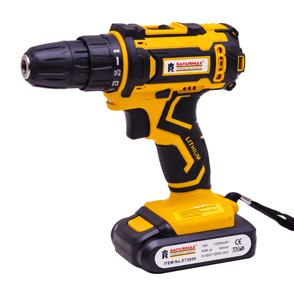 Furadeira Elétrica Safarimax Et2059 18V 1300Mah 1550RPM Amarelo/Preto