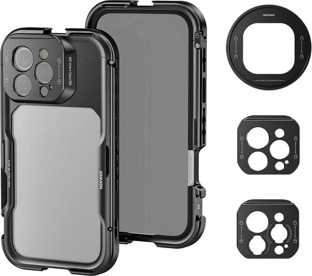 Gaiola Neewer para iPhone 16 Pro Pa073 Metal Cage Kits - Preto