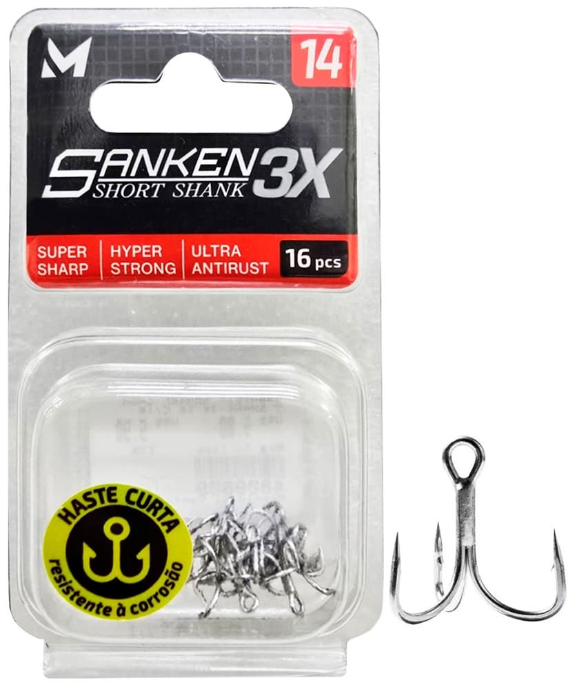 Anzol Marine Sports Sanken 3X 14 com 16 Peças