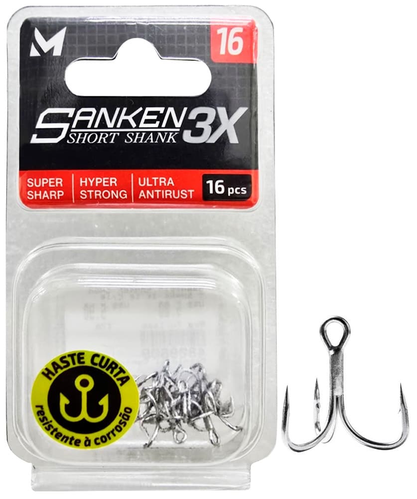 Anzol Marine Sports Sanken 3X 16 com 16 Peças