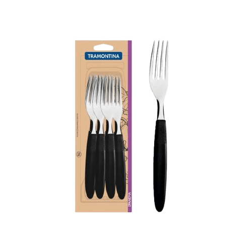 Garfo Tramontina Inox Preto 12 Peças