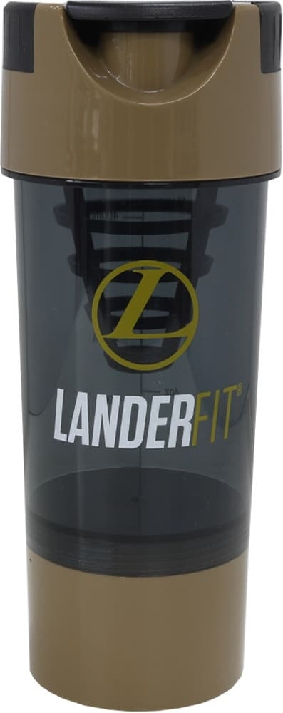 Garrafa Shaker Landerfit 500 mL com Filtro e Porta-Comprimidos - Marrom