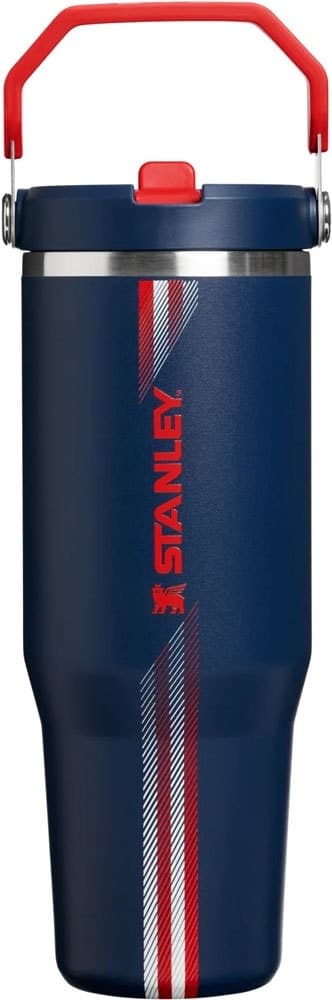 Garrafa Térmica Stanley Flip Straw Tumbler 887mL Team Navy Red
