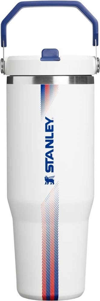 Garrafa Térmica Stanley Flip Straw Tumbler 887mL Team White Dark Blue