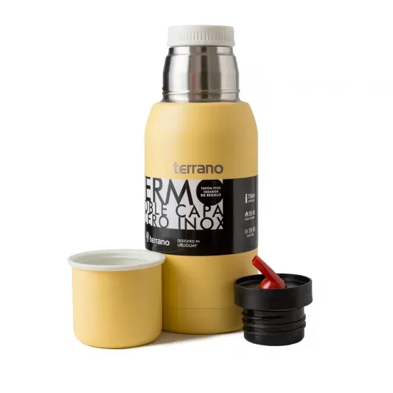 Garrafa Térmica Terrano Termito Aço Inox 750ml Amarelo Pastel