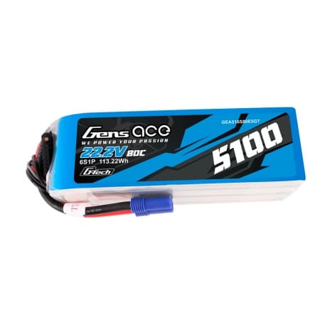 Gens Ace 22.2V 5100mAh 80C 6S G-Tech Ec5