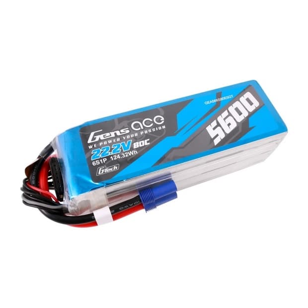 Gens Ace 22.2V 5600mAh 80C 6S G-Tech Ec5 Plug