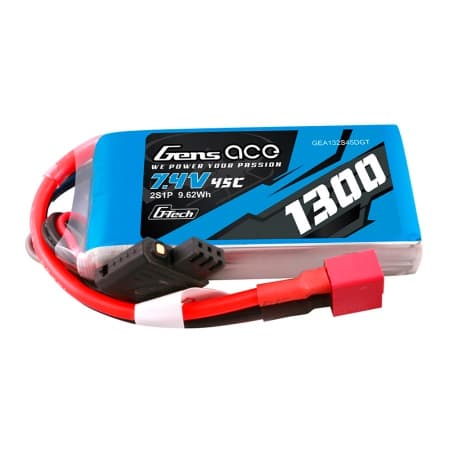 Gens Ace 7.4V 1300mAh 2S 45C Deans Plug