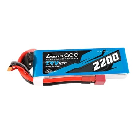 Gens Ace 7.4V 2200mAh 45C 2S G-Tech Deans Plug