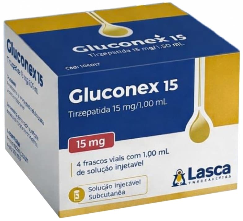 Solução Injetável Gluconex Tirzepatida 15MG (4 Frascos)