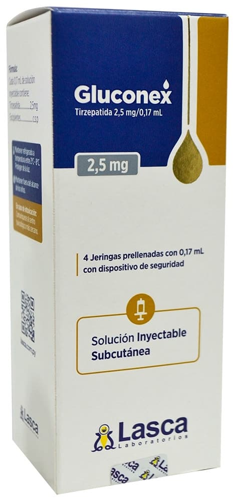 Gluconex Tirzepatida 2,5mg/0,17mL (4 Seringas Pré-Cheias)