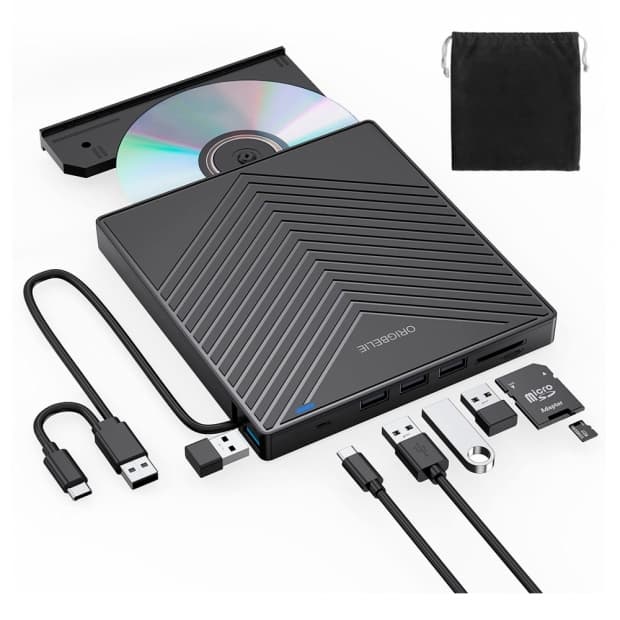 Gravador Externo Dvd USB-C/USB 3.0 + 4X USB 3.0 Leitor