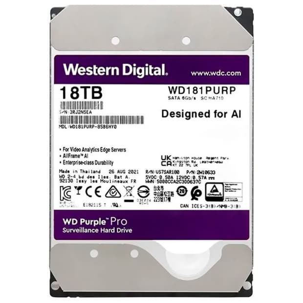 HD Wd Purple Pro WD181PURP 18TB 7200RPM 3.5"