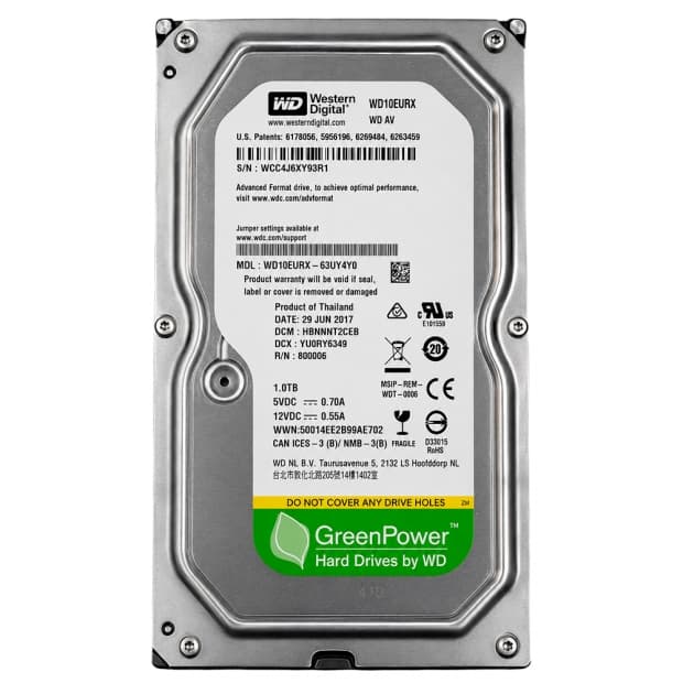 HD 1TB Wd Green WD10EURX 7200RPM 3.5" Pull S/G