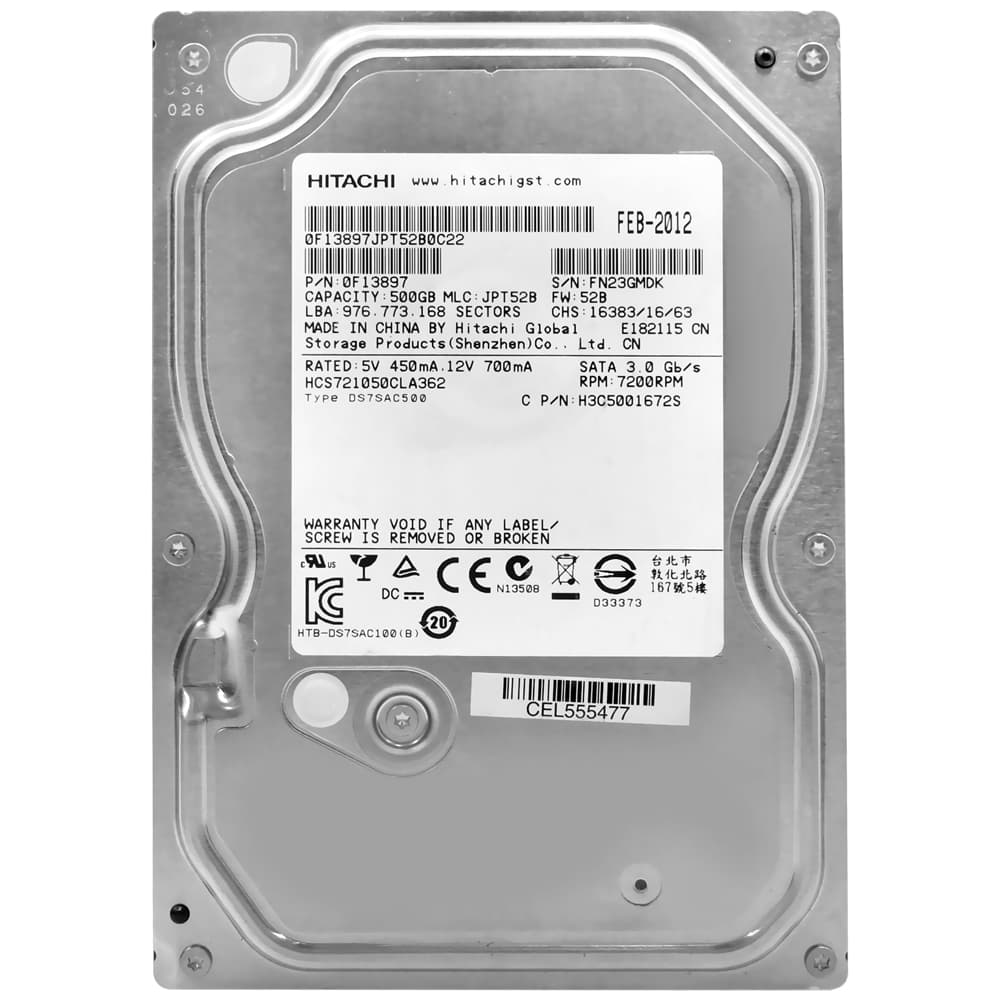 HD Hitachi 500GB 3.5" SATA 2 7200RPM Pull - HCS721050CLA362