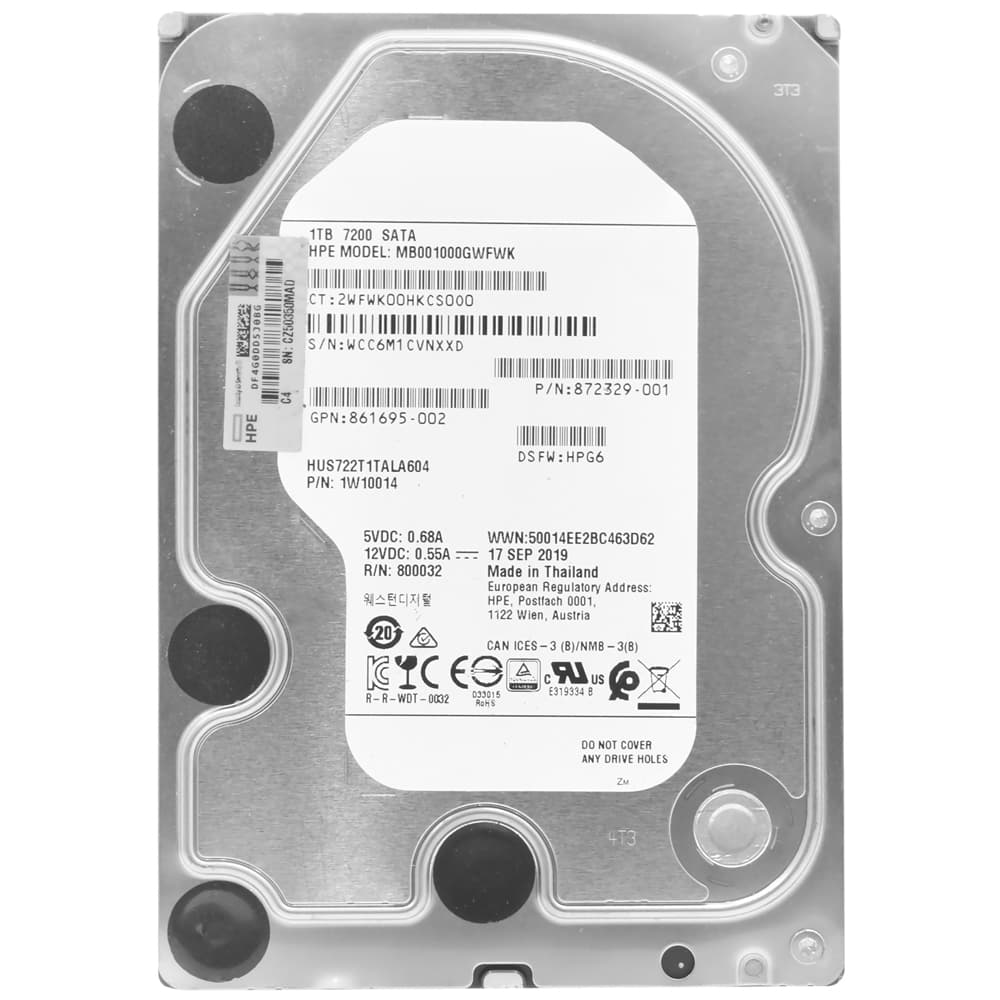HD HP 1TB 3.5" SATA 3 7200RPM Pull - MB001000GWFWK HUS722T1TALA604