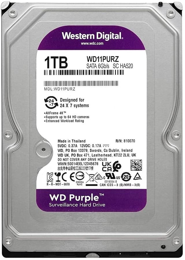 HD Interno Wd Purple Surveillance 1TB SATA 6Gb/s