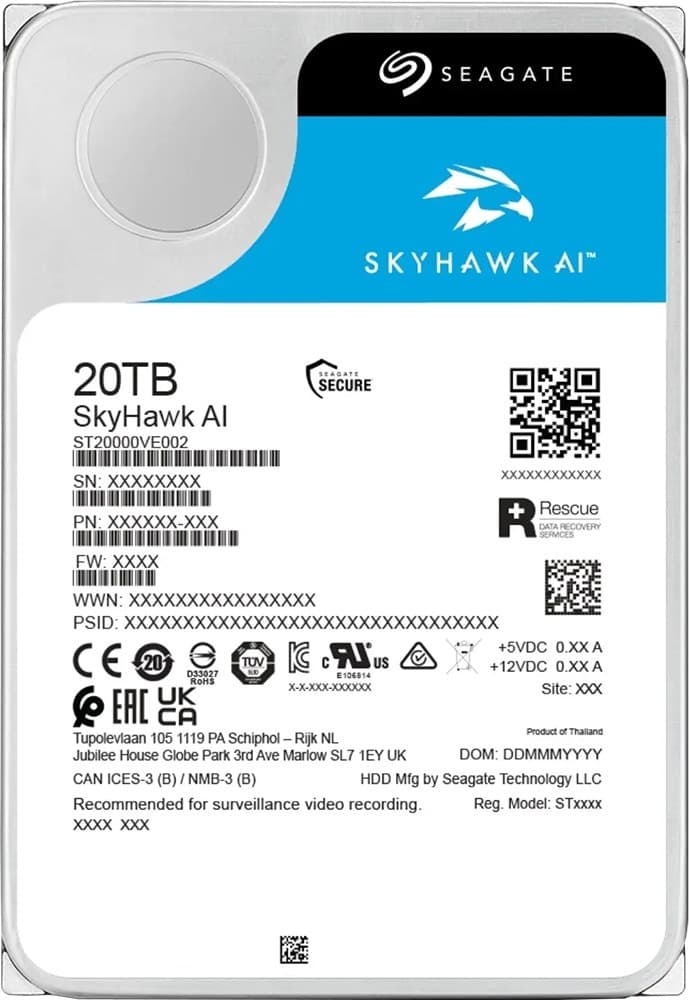 HD Seagate SkyHawk Ai Surveillance 20TB 3.5" SATA 3 7200RPM - ST20000VE003