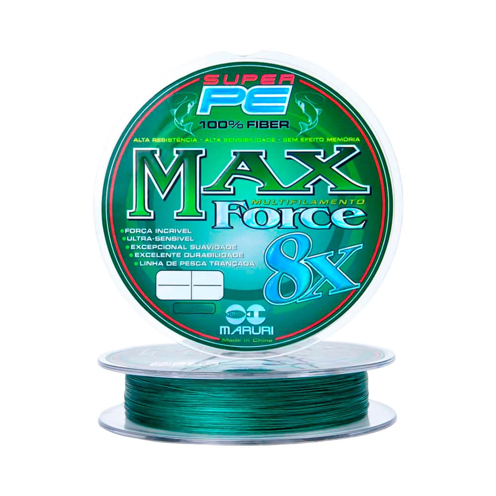 Linha de Pesca Maruri Max Force 8X Multifilamento 17.7Kg 0.30Mm 300M Verde