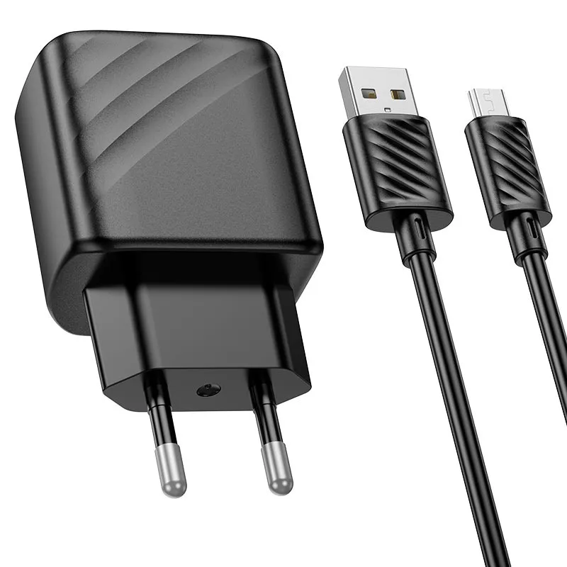 Carregador Hoco CS21A Qc30 Fonte 18W USB-A + Cabo Micro-USB 1M Preto