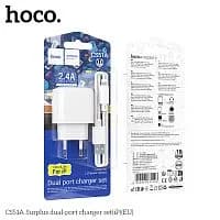 Carregador Hoco CS51A Dupla Entrada USB + Cabo Lightning