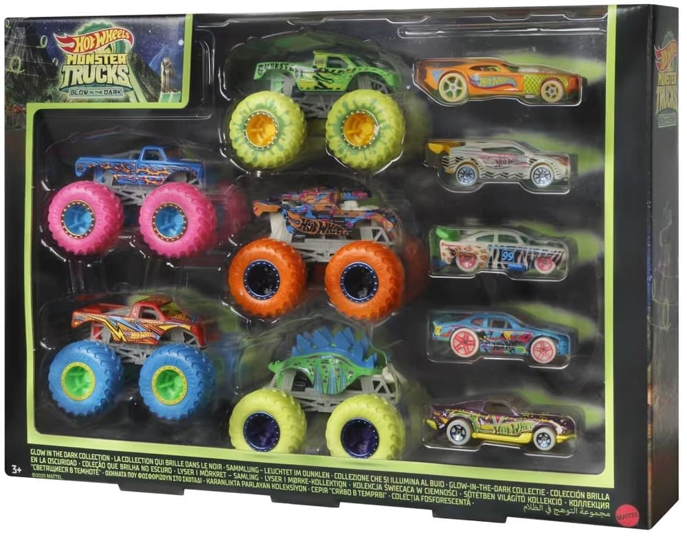 Kit HotWheels Monster Trucks Glow In The Dark - Hcb57