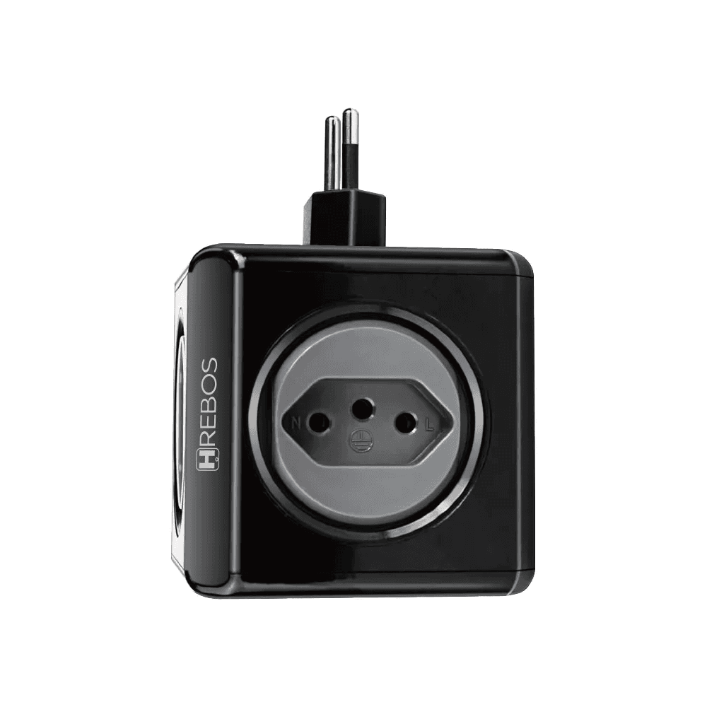 Adaptador Hrebos Crg-236 Fonte 4 Em 1 USB-A/USB-C/4 Tomadas Black