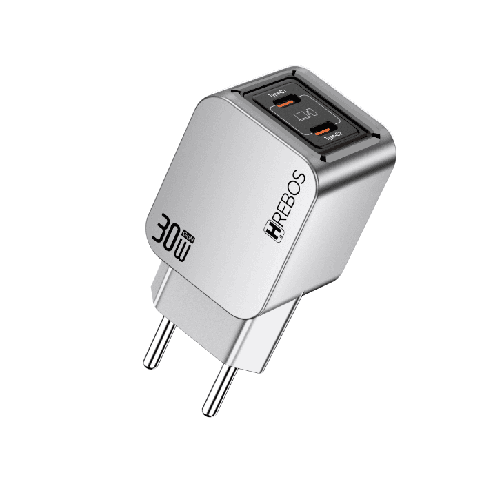 Carregador Hrebos Crg-391 USB-C/USB-C Preto