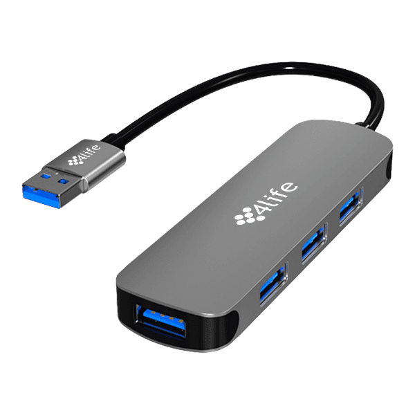 Hub Adaptador Multiporta 4Life FL4U-Asg 4 Em 1 4X USB-C 3.0 Cinza