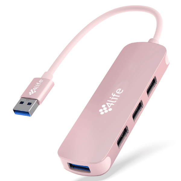 Hub Adaptador Multiporta 4Life FL4U-Asp 4 Em 1 4X USB-A 3.0 Rosa